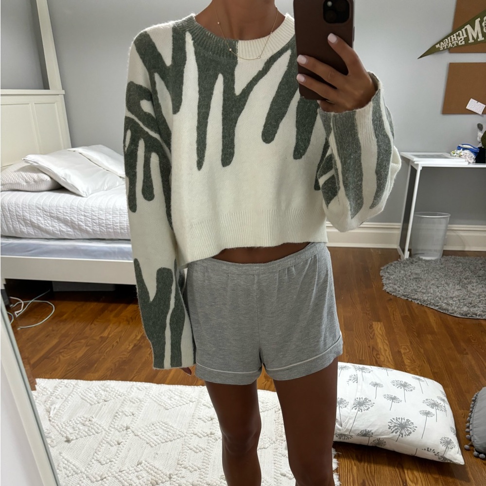 Fun green + white sweater